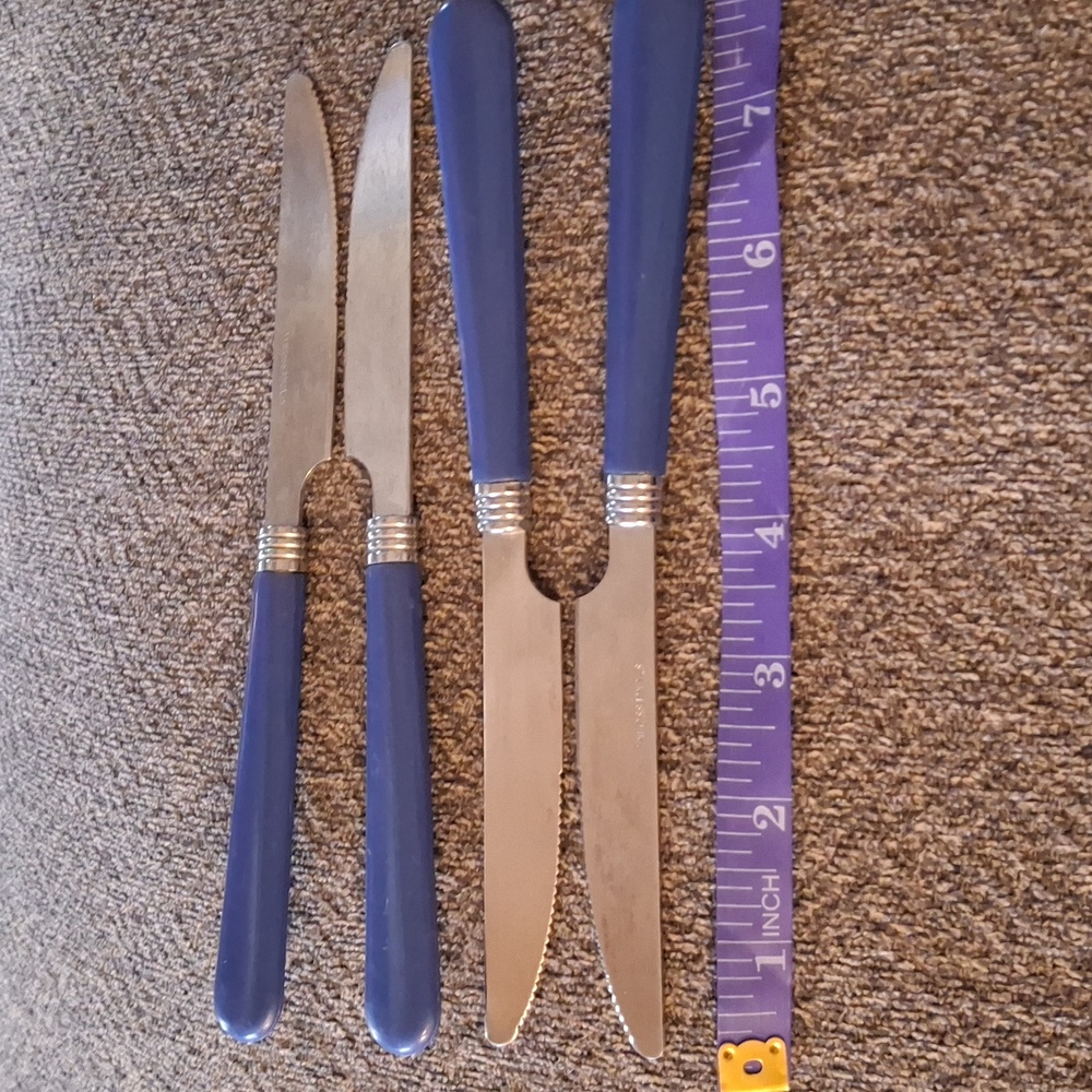 Table Knives blue plastic handle stainless China 4 - Picture 5 of 5